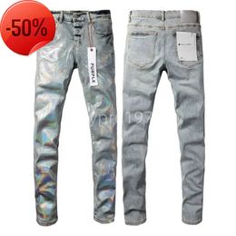 Designer Hommes jeans violets pantalons empilés ksubi déchirure marque de rue patch trou denim style droit street wear silm mencoatPU4D