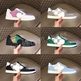 Designer Men Rivoli Causale schoenen schitterende cefalische koeienhuidleer Vlakige sneakers Wit zwart rennen Weg weg Trainers Maat 38-45 met doos