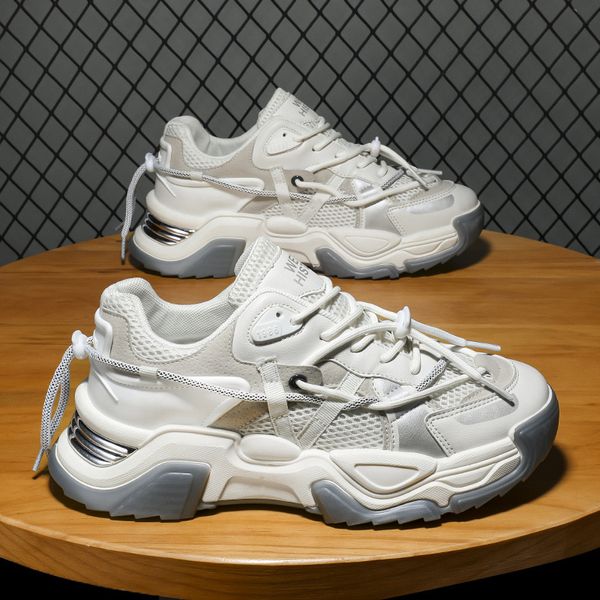 Designer Hommes Chaussures de course Diamant blanc Maille respirante Mode Lacets Semelle épaisse Durable Confortable Marche Sport Baskets Baskets 36-40