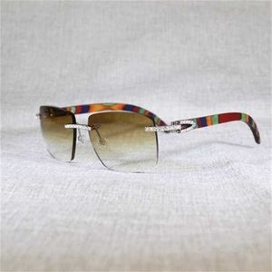 Lunettes de soleil de couple de plage pour hommes et femmes de créateurs 20% de réduction Vintage strass naturel corne de buffle sans monture hommes paon bois grand carré femmes nuances Oculos lunettes