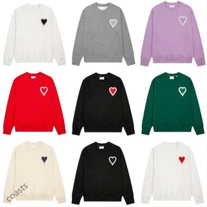 Designer Hommes et Femmes Broderie Paris Amirs Sweat à capuche Col rond Pull classique Amour Couleur unie Pull à manches longues Couple Star Net Red12