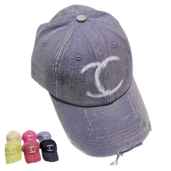 Sombreros de diseñador para hombres y mujeres con letras Algodón ajustable Jeans lavados y desgastados Gorra de béisbol para padre 6 colores