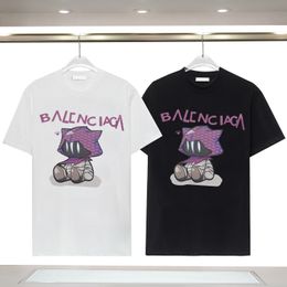 Designer Hommes et Femmes T-shirt Printemps / Été Imprimé Lettre Tees Haute Qualité Motif De Bande Dessinée Noir Blanc Couple Top T-shirt