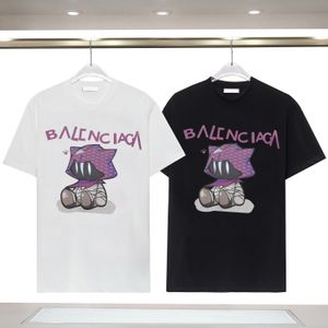 Camiseta de diseñador para hombre y mujer, camisetas con letras impresas de primavera/verano, patrón de dibujos animados de alta calidad, camiseta blanca y negra para parejas