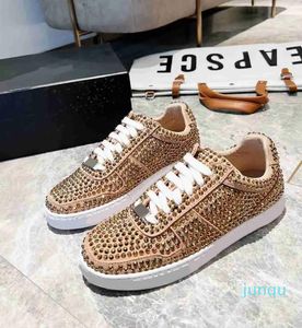 Designer Hommes Athleisure Chaussures Marque De Luxe Diamant Dames Baskets Or Argent Nouvelles Chaussures Plates Noir Blanc Mode Sneaker Taille 35-45