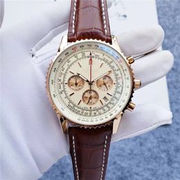 Designer Men's Automatic Mechanical Watch 47mm Leather Strap Quartz Chronograph Movement Sapphire Super Luminal Watch