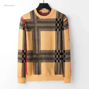 Designer Men's Black and White Yellow Coffee Gebreide Wol Warm Classic Plaid Stripe Brand Kleding Mode Casual Sweater met lange mouwen Sweater123