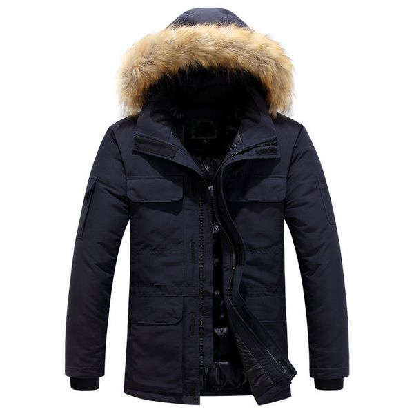 Manteau de fourrure noir pour hommes de concepteur doudoune hiver mode parka imperméable tissu coupe-vent épais broderie bandoulière manteau classique chaud