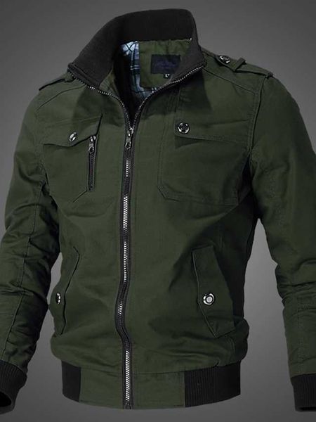 Designer Hommes Bomber Léger Veste D'été Sport Manteau Travail Survêtement Coupe-Vent Chaud Sports Escalade Randonnée Fermeture Éclair Col Montant Veste Couleur Unie Patchwork