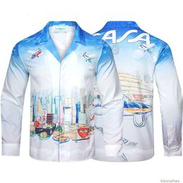 Chemises décontractées pour hommes de luxe chemise de plage Casablanca mode Jet Escape City impression numérique chemise à manches longues homme