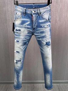 Designer heren denim zwarte hiphop rock heren gesplitst stretch broek slanke denim rechte been street fitting pants groothandel 28-38 geborduurde paarse jeans