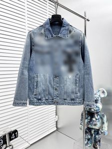 Veste en jean de créatrice de la veste de mode extérieure Louis Chrome Veste bleu lavée et usée Veste