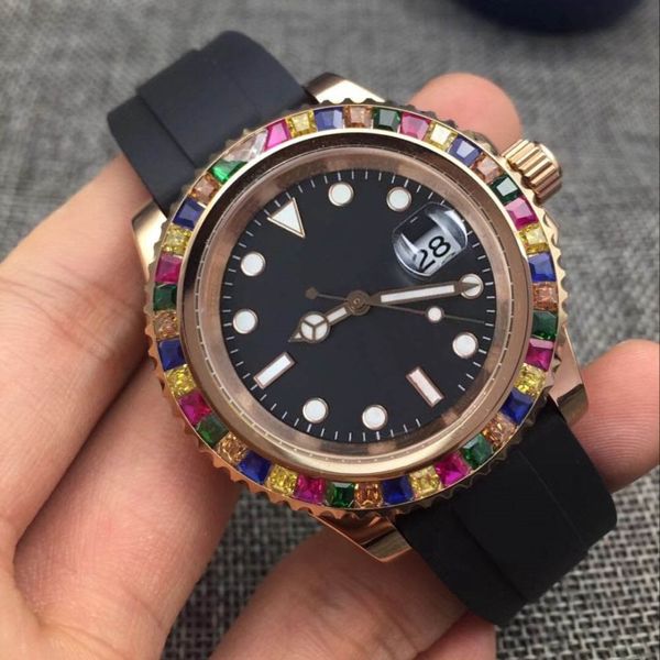 Reloj totalmente automático de diseñador para hombre, 40 mm, color hecho a mano con esfera con incrustaciones de diamantes, calidad AAA, hebilla plegable, cristal de zafiro, regalo de Navidad