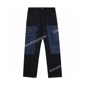 Heren Paarse Jeans Designer Jeans Mode Verontruste Ripped Bikers Womens Denim Cargo Voor Mannen Zwarte Broek GD122182