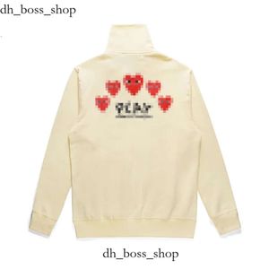 Designer heren hoodies com des Garcons sweatshirt mockneck cdg spelen grote hart hoodie volledige ritssluiting beige merk maat xl 183