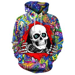 Sweats à capuche pour hommes designer Sweatshirts Hot 3D Digital Imprimé Hemens à manches longues Halloween Horror Skull Sweat à capuche