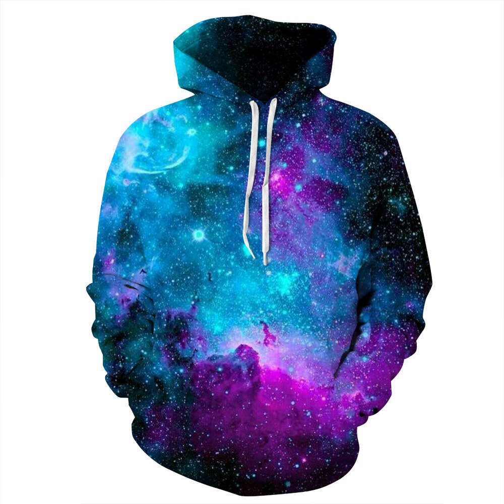 Designer herrtröjor tröjor heta herrar 3d digital tryckt hoodie universum stjärnhimmel stil lös huva långärmare jacka