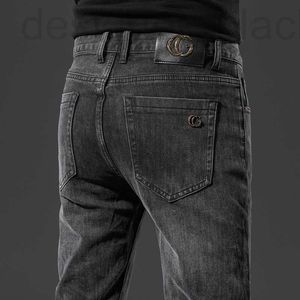 Jeans pour hommes de concepteur et automne hiver jeunesse élastique petit ajustement droit coréen marque noire avec pieds 24ss