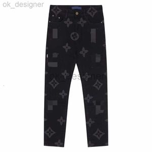 Designer heren jeans merk jeans motorfiets bijkomende jeans broek knie mager rechte hiphop retro grafische geborduurde baggy print vintage baggy zwarte broek