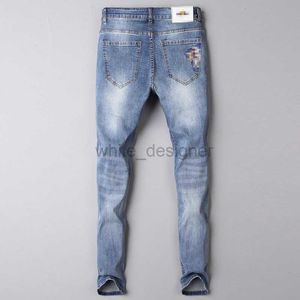 Designer heren jeans borduurwerk mannen Jean slanke kleine rechte elastische casual broek mode