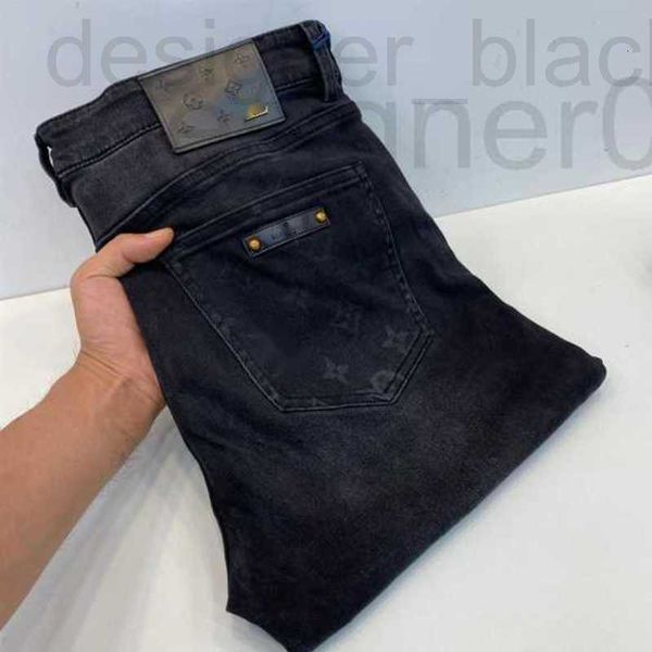 Jeans para hombres para hombres Diseñador de lujo Otoño e invierno Simple Marca de moda de alta gama Heavy Craft Wash Productos europeos Elástico Slim Fit Pierna pequeña B6ON