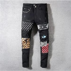 Designer jeans pour hommes jeans skinny skinny skillet jeans tendance longs droit de rock high rock armé