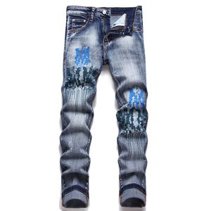 Designer jeans pour hommes en genou skinny skinny skillet jeans tendance longs droits de rock high street rock jeans hip hop hombre vrai pantalon de marque de marque religieuse qsp1