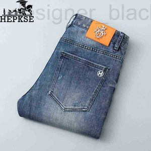 Jeans pour hommes de concepteur léger printemps marque de mode de luxe élastique tube droit pantalon haut de gamme lavé décontracté et polyvalent DRNC