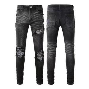 Designer herenjeans Paarse herenjeans Broeken met geborduurde stiksels voor heren Skinny jeans Wijde pijpenbroeken Ripped denim voor dames Straight Fashion Street Wear Slim Jeans