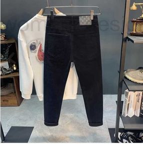 Jeans pour hommes de créateurs pur coton noir automne 24ss nouveaux pieds ajustés élastiques haut de gamme européen petit pantalon droit 28-34 36 KPH0