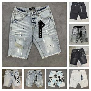 Designer heren jeans paarse jeans denim broek heren jeans korte hiphop gat short shorts casual shorts knie lenght Jean Clothing 29-40 Size hoogwaardige shorts denim jeans