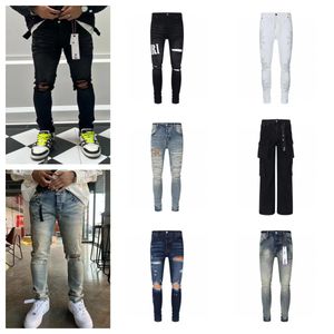 Jeans pour hommes de créateurs Skinny Fashion Jeans pour hommes Pantalons pour hommes Pantalons pour femmes Marque violette trous de jeans gris noir Nouvelle broderie slim fit29-40