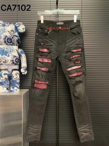 Jeans pour hommes de créateur avec trous déchirés, jeans de vélo fendus, jeans de vélo de moto ajustés, pantalons de mode pour hommes, hip-hop