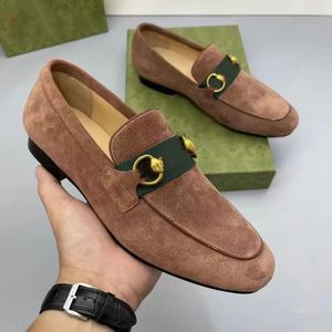 Designer heren jordaan loafer Blake constructie Donkerbruine suède geklede schoenen Leren zool Zakelijke schoen 04