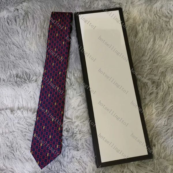 Diseñador Carta para hombres Tie Silk Corbalo de oro Animal Jacquard Party Wedding Diseño de moda de moda con caja G002