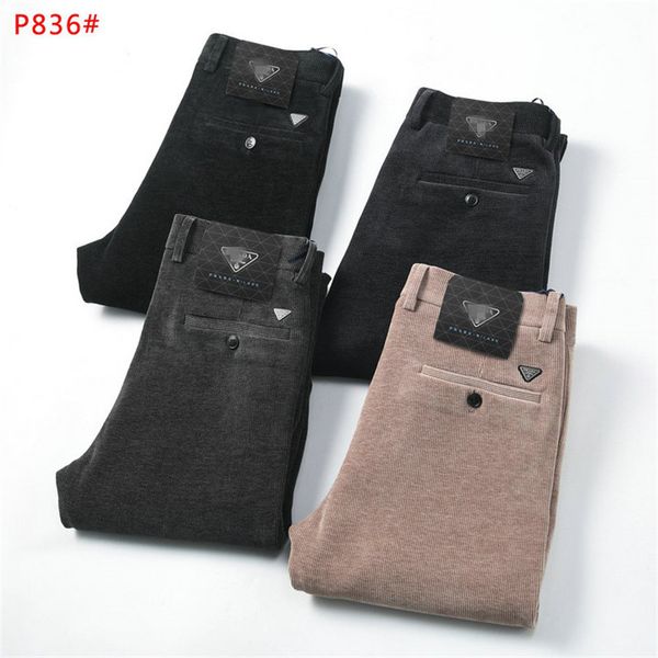 Pantalons longs de créateur pour hommes, pantalons longs en velours côtelé, pantalons de jogging amples d'âge moyen, pantalons décontractés élastiques de marque de mode pour hommes