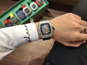 Designer heren mechanisch horloge skelet serie rubberen horlogeband 50x43mm Japan West Iron City beweging 316 fijn staal G3C7