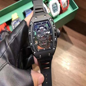 Designer heren mechanisch horloge skelet serie rubberen horlogeband 50x43mm Japan West Iron City beweging 316 fijn staal sport 225T