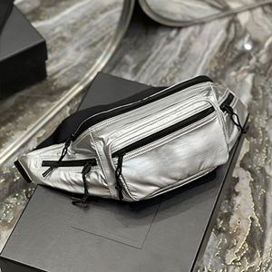 Designer Sac de taille en nylon pour hommes broderie Triangle sac à bandoulière pour femmes Single Shoulder Messenger Bags zipper sac à main de moto pour homme unisexe Silver package