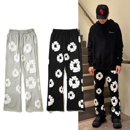 Pantalones de diseñador para hombre, pantalones informales con estampado de kapok de espuma y letras bordadas, pantalones informales con micro cuerno, pantalones de guardia de calle americana