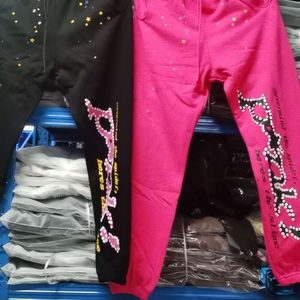 Pantalones de diseñador para hombre Sp5der Spider Web Young Thug celebridad cantante de rap pantalones largos informales Negro Rosa para hombre y mujer