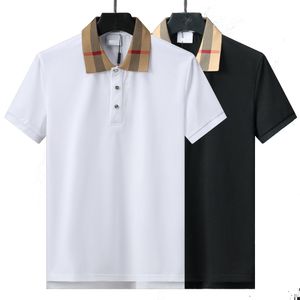 Designer men's Polo Black, white beige classic checked stripes brand print high-grade 100% cotton anti-wrinkle sweatshirt casual fashion shorts T-shirt 3XL