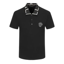 Designer herenpoloshirt zwart en wit licht luxe stiksel met korte mouwen 100% katoen klassiek borduurwerk alfabet zakelijk casual revers mode slim fit