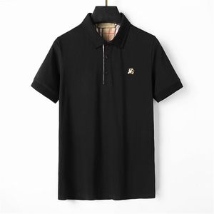 Polo de designer pour hommes T-shirt beige noir et blanc à rayures à carreaux Marque de mode Business Casual Manches courtes 100% coton Premium Respirant Slim Fit3xl