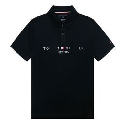 Polo de styliste pour hommes, pur coton, couleur unie, lettre sur la poitrine, Version originale, qualité supérieure, respirant, grand T-Shirt Xs-Xxl