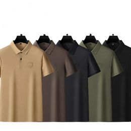 Designer heren polos zomer tshits casual shirts met korte mouwen - massieve kleuren met geborduurde borst patch ademende zijden afwerking