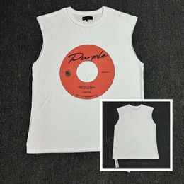 Designer Heren Paars Top Punk Mouwloos Katoenen T-shirt Mode Ronde hals Ademend Vest Belettering Print Casual Zomer Heren Tanktops Dagelijks