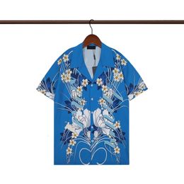 Camisa de diseñador para hombre Solapa Moda Europea París Patrón de algodón de alta calidad Impreso Camiseta de manga corta informal Top M-3XL