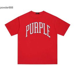 Diseñador Mande de manga corta para hombres Fashion 2024 Spring/Summer Nuevo gran letra roja impresa morada masculina y mujer camiseta de manga corta grande ee