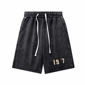 Designer herenshorts zomer Amerikaanse straat gewassen oude shorts elastische vetersluiting hoge kwaliteit zwarte strandzwembroek letterprint